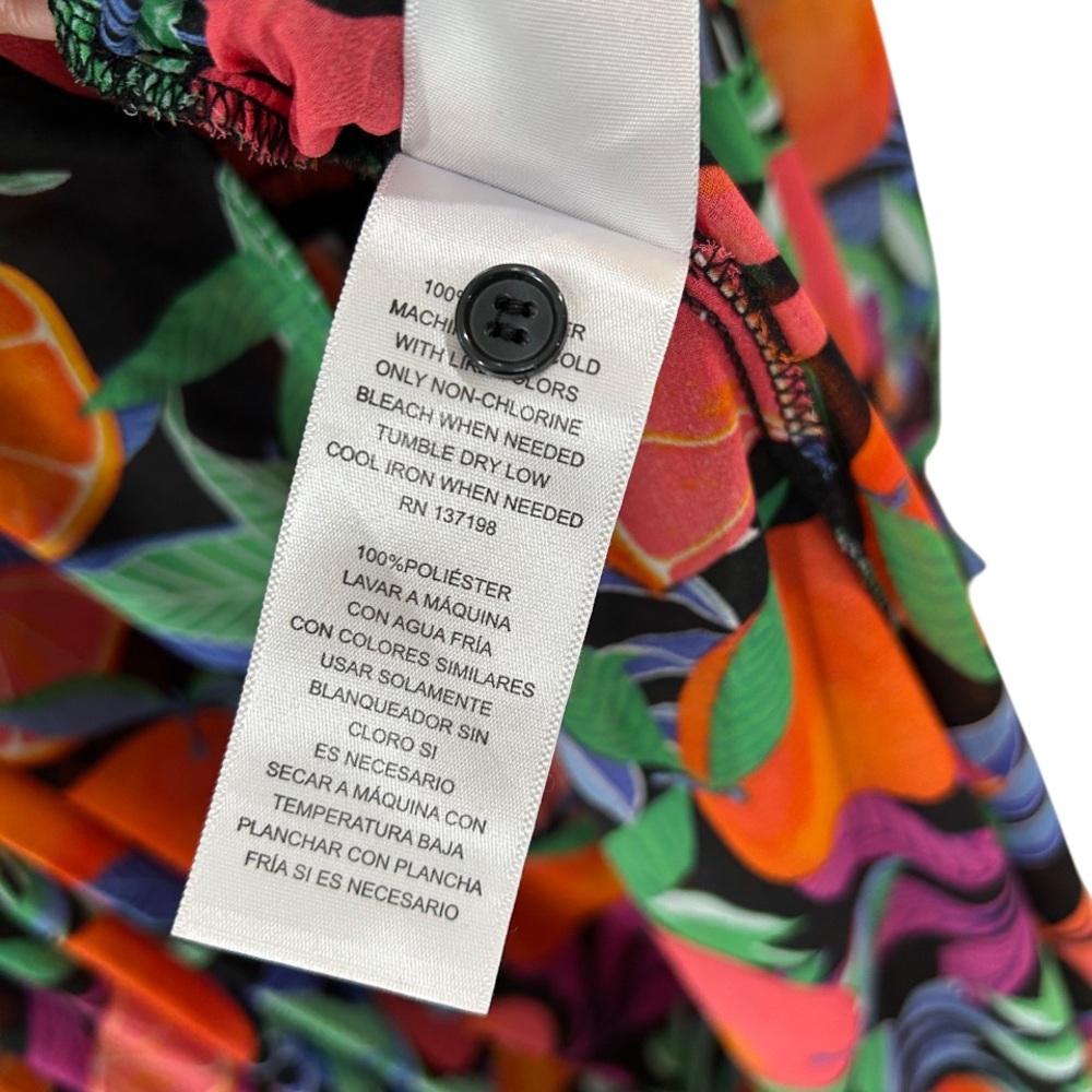 Nina Parker fruit print maxi dress 1X citrus orange high slits resort vacation - Picture 11 of 11